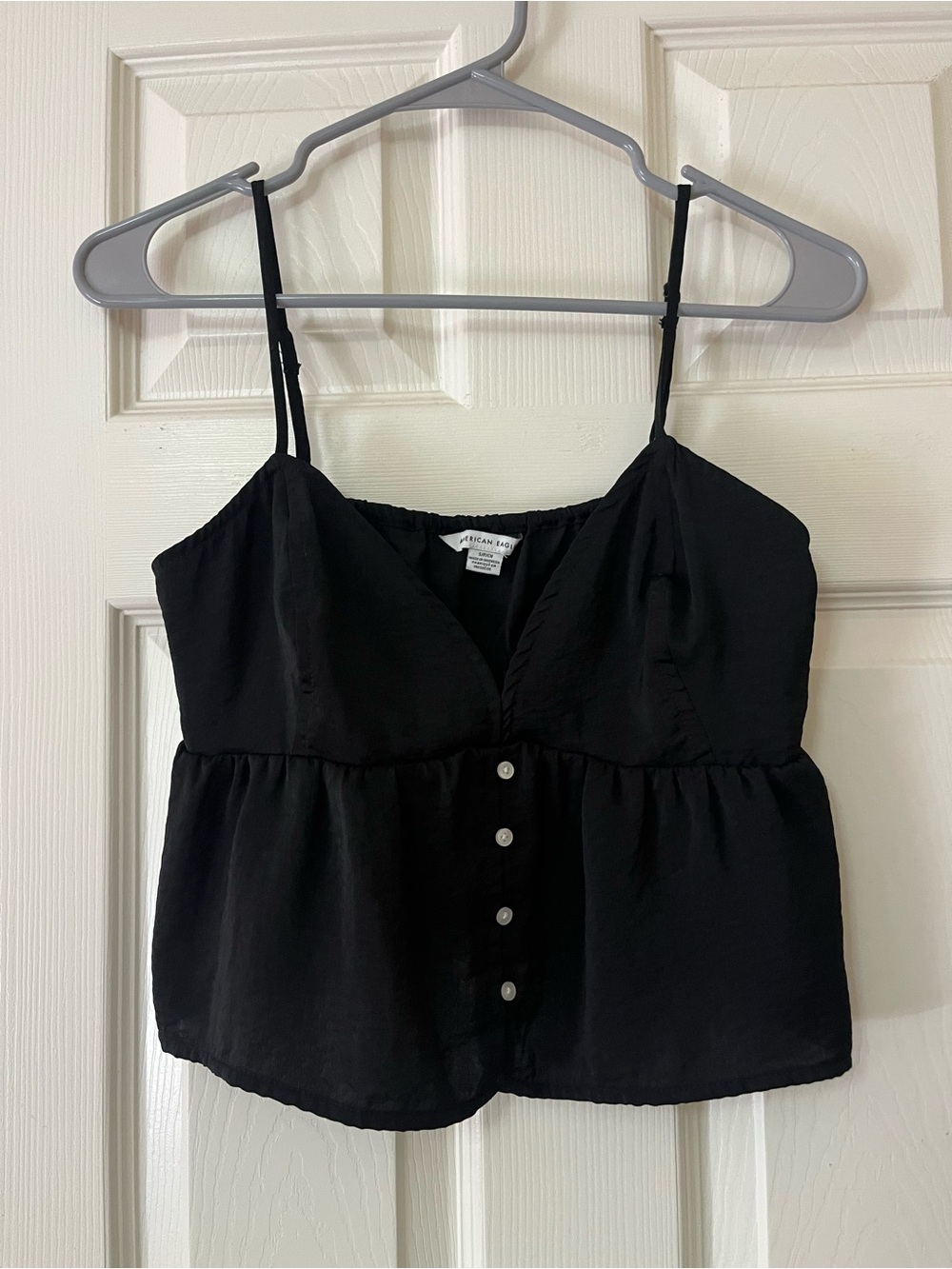 American Eagle Outfitters Black Button-Front Spaghetti Strap Camisole